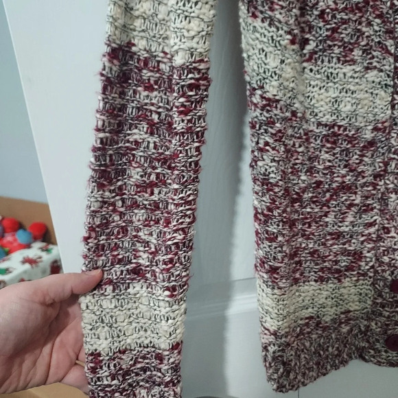 NWOT Lane Bryant Maroon Classic Long-Sleeve Button-Front Cardigan Marl Stripe 1X - Picture 7 of 12